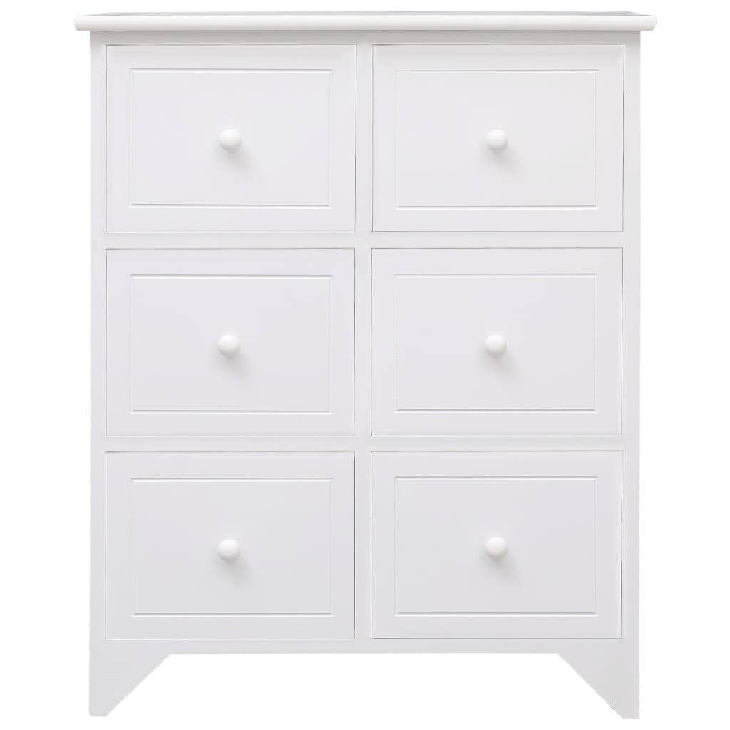 VidaXL Bijzetkast met 6 lades 60x30x75 cm paulowniahout wit
