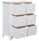 VidaXL Bijzetkast met 6 lades 60x30x75 cm paulowniahout wit
