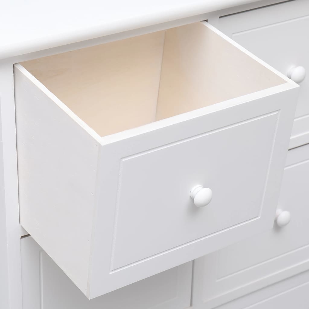 VidaXL Bijzetkast met 6 lades 60x30x75 cm paulowniahout wit