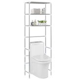 vidaXL Opbergrek voor boven toilet 3-laags 53x28x169 cm zilverkleurig