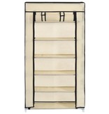 vidaXL Schoenenkast met hoes 58x28x106 cm stof crème