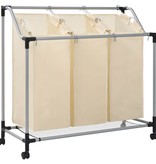 VidaXL Wassorteerder met 3 zakken staal crème