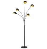 vidaXL Lamp staand 5xE14 200 cm zwart en goud