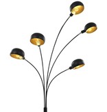 vidaXL Lamp staand 5xE14 200 cm zwart en goud