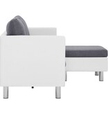 VidaXL Driezitsbank met kussens kunstleer wit