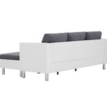 VidaXL Driezitsbank met kussens kunstleer wit