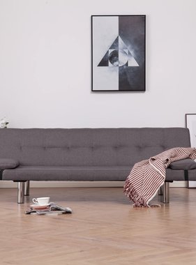 VidaXL Slaapbank met twee kussens polyester taupe