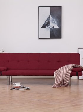 VidaXL Slaapbank met twee kussens polyester wijnrood