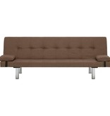 VidaXL Slaapbank met twee kussens polyester bruin