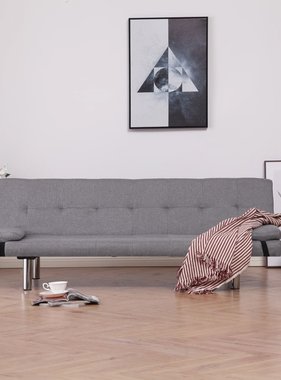 VidaXL Slaapbank met twee kussens polyester lichtgrijs