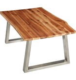 vidaXL Salontafel 100x60x40 cm massief acaciahout en roestvrij staal