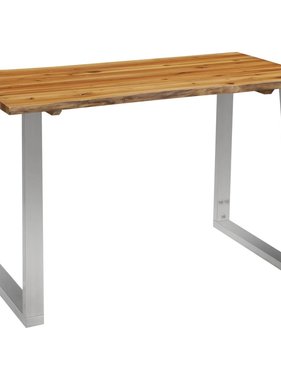 VidaXL Eettafel 120x65x75 cm massief acaciahout en roestvrij staal