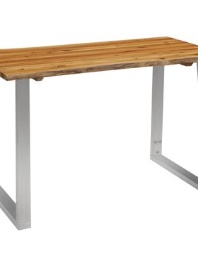 vidaXL Eettafel 120x65x75 cm massief acaciahout en roestvrij staal