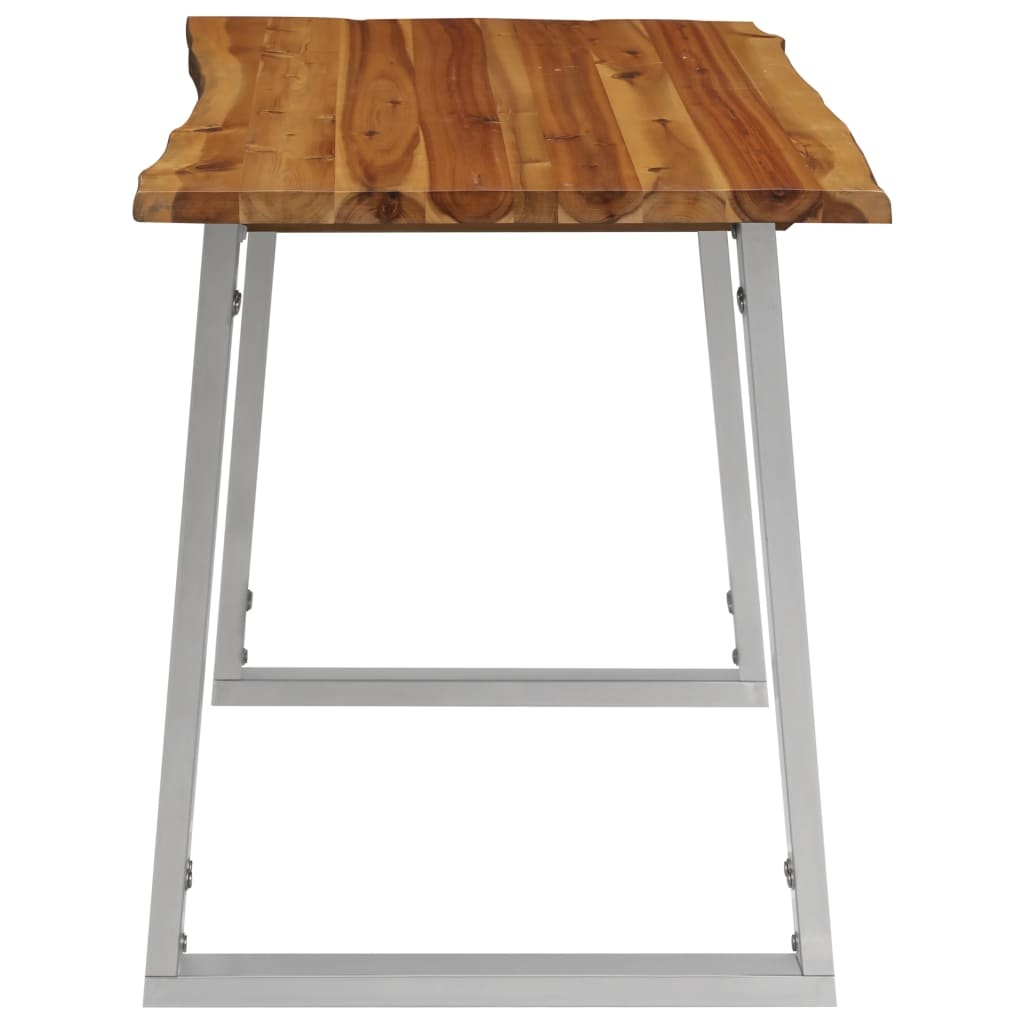 VidaXL Eettafel 120x65x75 cm massief acaciahout en roestvrij staal