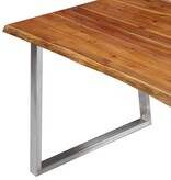 vidaXL Eettafel 120x65x75 cm massief acaciahout en roestvrij staal