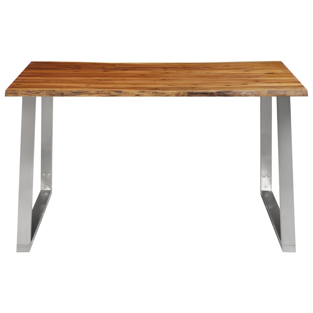 vidaXL Eettafel 140x80x75 cm massief acaciahout en roestvrij staal