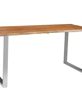 VidaXL Eettafel 160x80x75 cm massief acaciahout en roestvrij staal