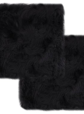 VidaXL Stoelkussens 2 st 40x40 cm echt schapenvacht donkergrijs