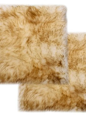 VidaXL Stoelkussens 2 st 40x40 cm echt schapenvacht gemêleerd bruin