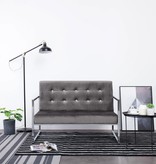 VidaXL Tweezitsbank met armleuningen chroom en fluweel donkergrijs