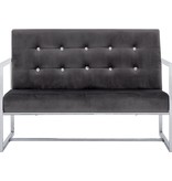 VidaXL Tweezitsbank met armleuningen chroom en fluweel donkergrijs