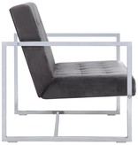 VidaXL Tweezitsbank met armleuningen chroom en fluweel donkergrijs