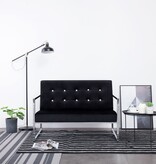 VidaXL Tweezitsbank met armleuningen chroom en fluweel zwart