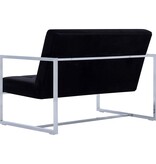 VidaXL Tweezitsbank met armleuningen chroom en fluweel zwart