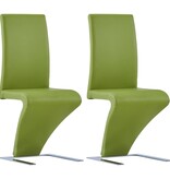 VidaXL Eetkamerstoelen met zigzag-vorm 2 st kunstleer groen