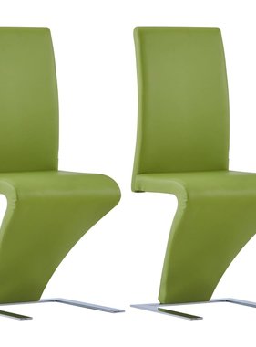 vidaXL Eetkamerstoelen met zigzag-vorm 2 st kunstleer groen