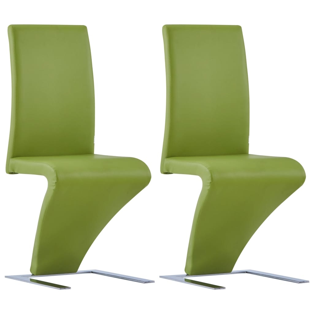 VidaXL Eetkamerstoelen met zigzag-vorm 2 st kunstleer groen