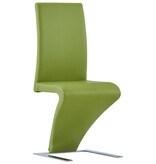 VidaXL Eetkamerstoelen met zigzag-vorm 2 st kunstleer groen