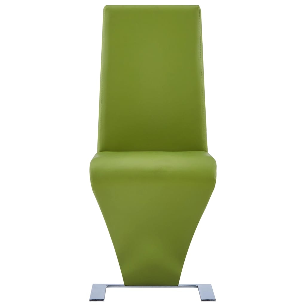 VidaXL Eetkamerstoelen met zigzag-vorm 2 st kunstleer groen