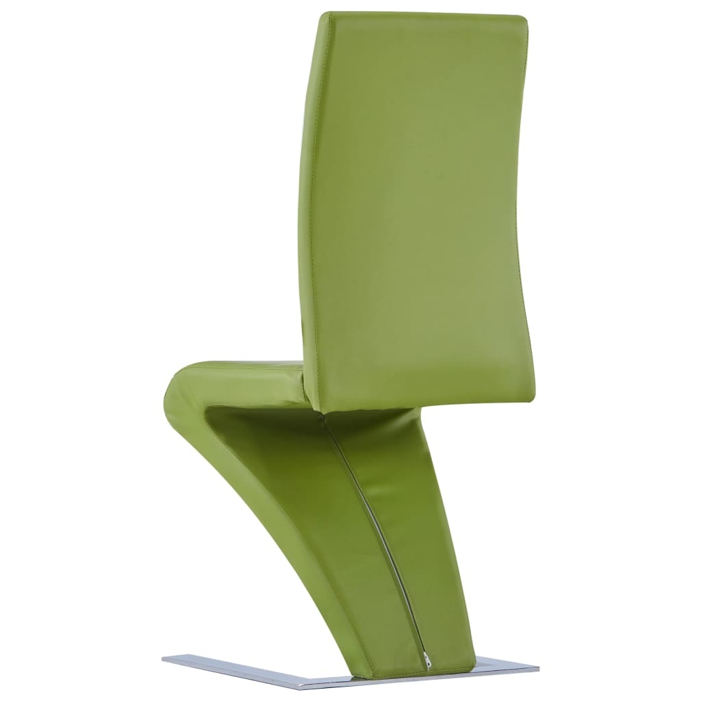 VidaXL Eetkamerstoelen met zigzag-vorm 2 st kunstleer groen