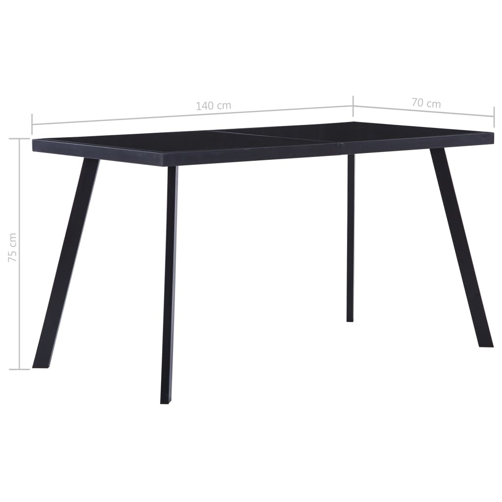 VidaXL Eettafel 140x70x75 cm gehard glas zwart