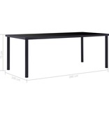 vidaXL Eettafel 200x100x75 cm gehard glas zwart