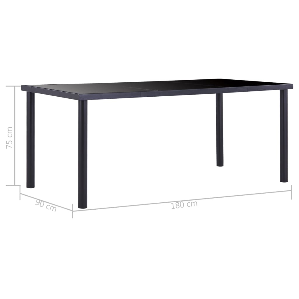 VidaXL Eettafel 180x90x75 cm gehard glas zwart