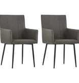 VidaXL Eetkamerstoelen met armleuningen 2 st stof taupe