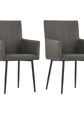 VidaXL Eetkamerstoelen met armleuningen 2 st stof taupe