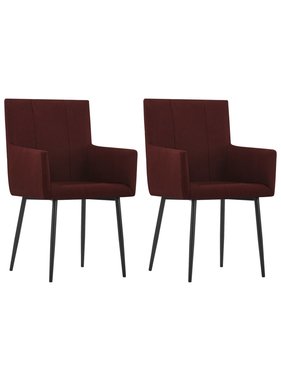 VidaXL Eetkamerstoelen met armleuningen 2 st stof wijnrood