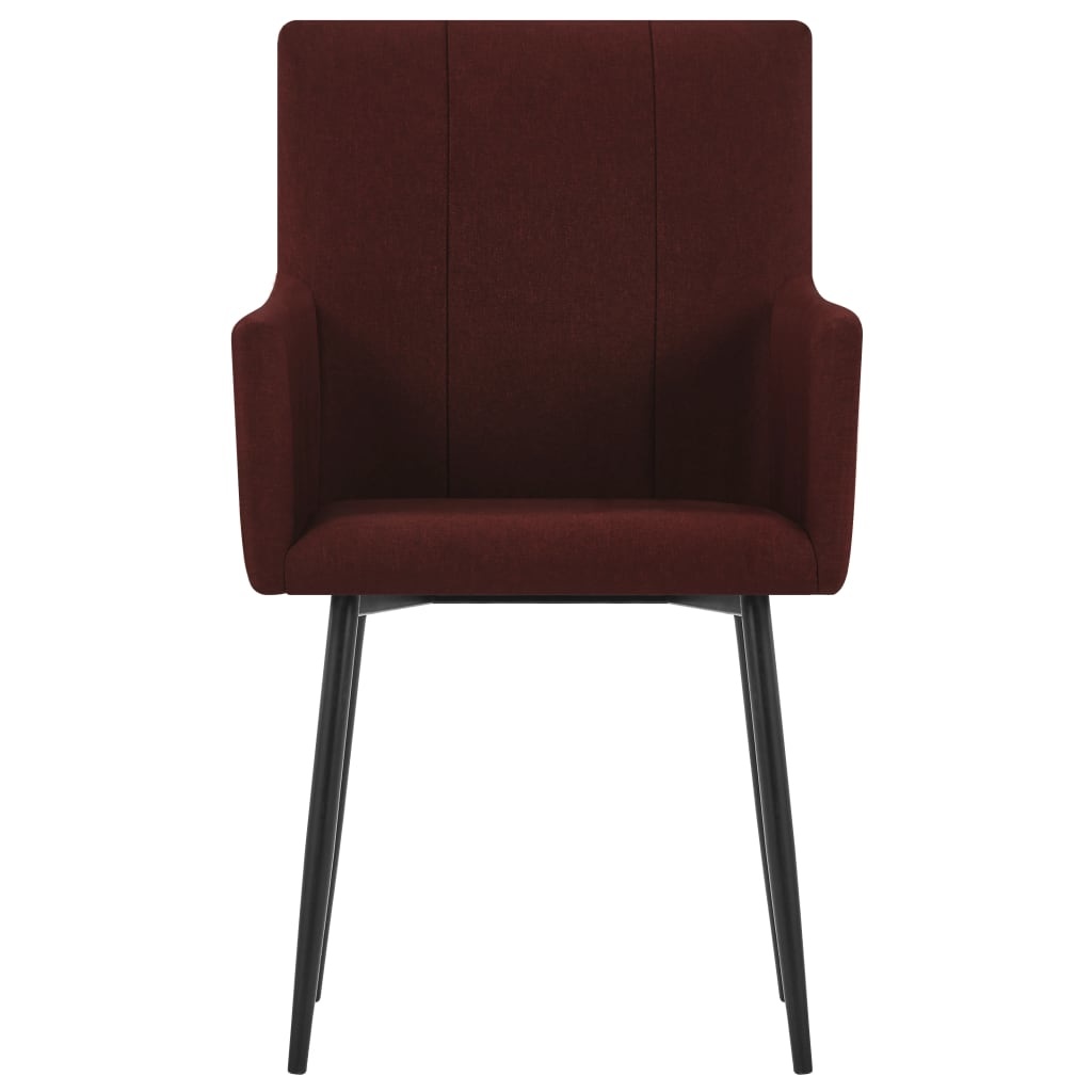 VidaXL Eetkamerstoelen met armleuningen 2 st stof wijnrood