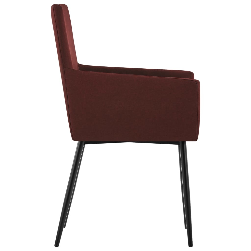 VidaXL Eetkamerstoelen met armleuningen 2 st stof wijnrood