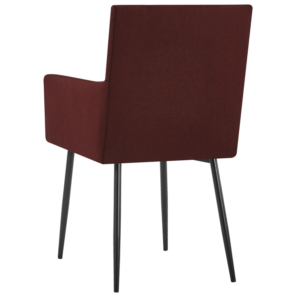 VidaXL Eetkamerstoelen met armleuningen 2 st stof wijnrood