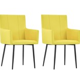 VidaXL Eetkamerstoelen met armleuningen 2 st stof geel