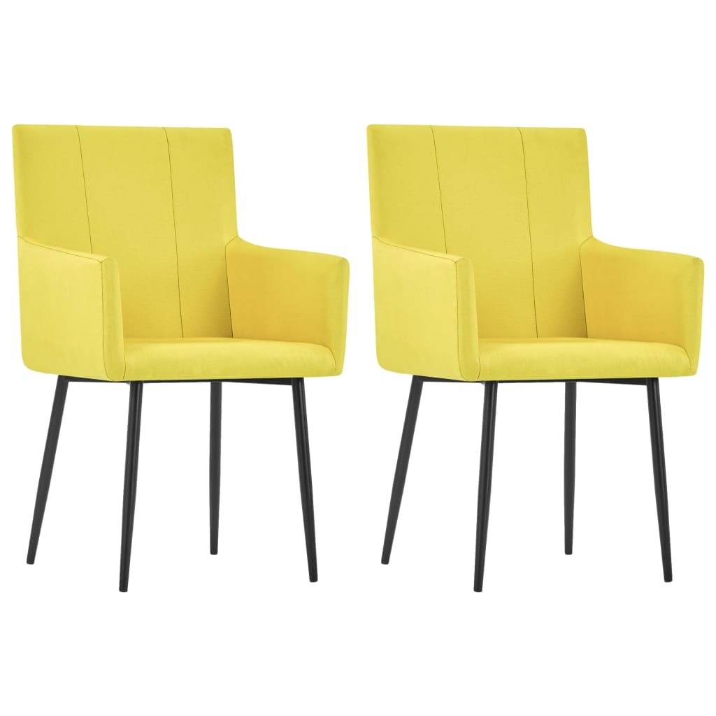 VidaXL Eetkamerstoelen met armleuningen 2 st stof geel