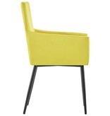 VidaXL Eetkamerstoelen met armleuningen 2 st stof geel