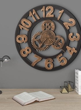 VidaXL Wandklok 58 cm metaal goudkleurig en zwart