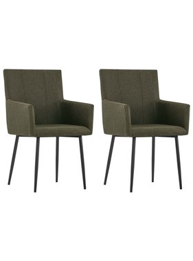 VidaXL Eetkamerstoelen met armleuningen 2 st stof bruin