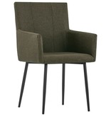 VidaXL Eetkamerstoelen met armleuningen 2 st stof bruin