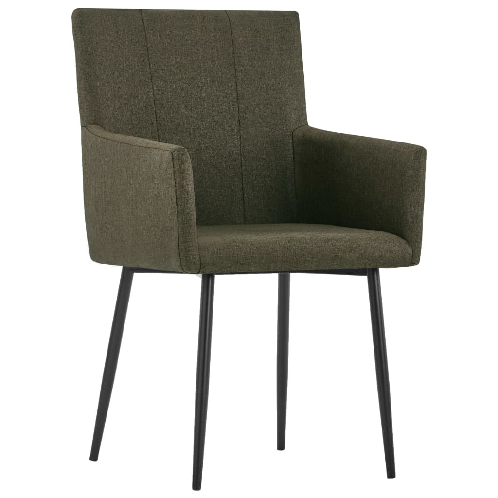 VidaXL Eetkamerstoelen met armleuningen 2 st stof bruin